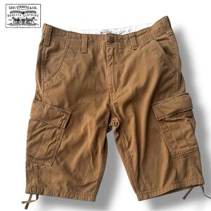 Levi Strauss Co Two Horse Brand Men’s Khaki Tan Cargo Shorts 100% Cotton | W30
